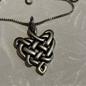 Unique Vintage Celtic Sterling Silver 925 Knot  heart pendant necklace 18”
